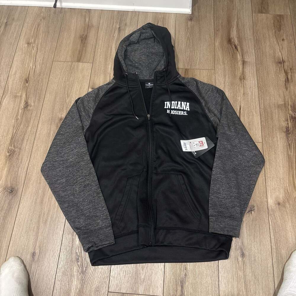 Men's Indiana Hoosiers Blackout Colosseum Full Zip Hoodie NWT Retail $75